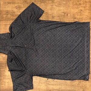 Greg Norman Collection Black and Gray Patterned Polo Shirt